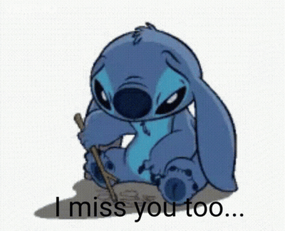 Stitch Holding Stick Saying I Miss You Too GIF