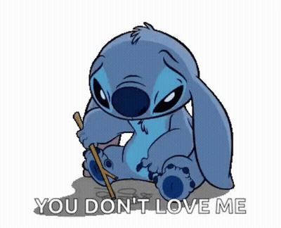 Stitch Holding Stick Saying You Don't Love Me GIF