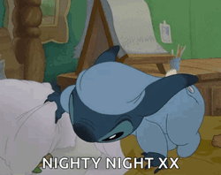 Stitch Hugging A Toy Nighty Night GIF