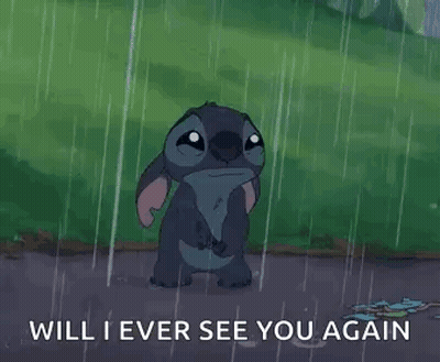 Stitch In Rain Will I Ever See You Again GIF