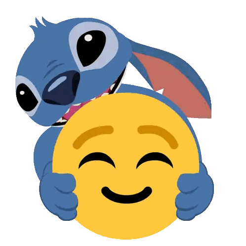 Stitch Is Hugging A Yellow Smiley Face With A Smile On Its Face Sticker