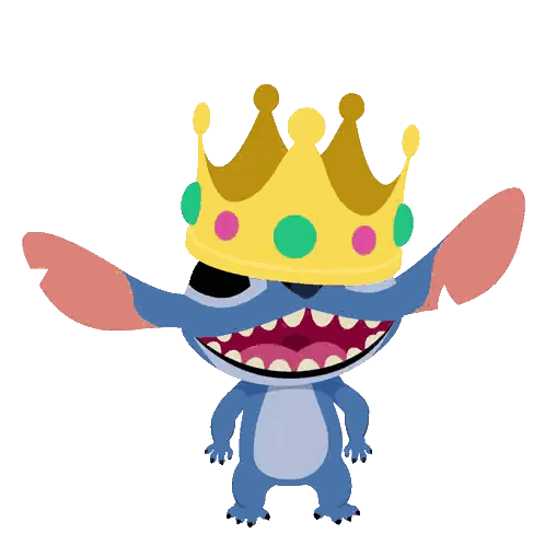 Stitch Is Wearing A Crown On His Head And Smiling Sticker