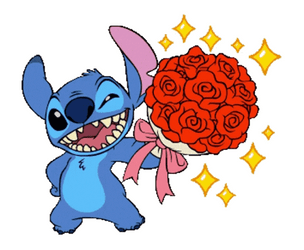 Stitch Love Bouquet Of Flowers GIF