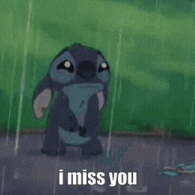 Stitch Lying In Rain Saying I Miss You GIF
