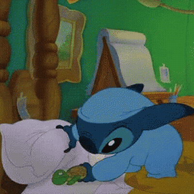 Stitch Lying On Bed GIF