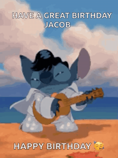 Stitch Playing Guitar on Beach