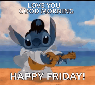 Stitch Playing Ukulele Saying Love You Good Morning Happy Friday GIF