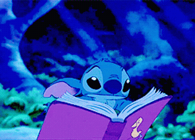 Stitch Reading Book With Mermaid GIF