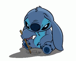 Stitch Sad Lonely Drawing GIF