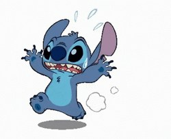 Stitch Scared Run Sticker GIF