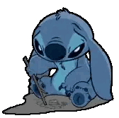 Stitch Sitting Drawing With Stick Sticker