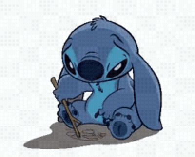 Stitch Sitting Holding Stick GIF