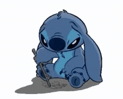 Stitch Sitting Holding Stick GIF
