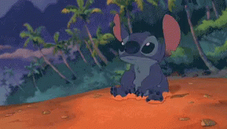 Stitch Sitting In Pile Of Dirt GIF