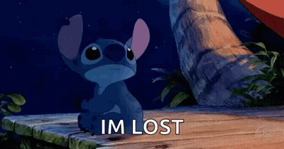 Stitch Sitting On Dock Saying I'm Lost GIF