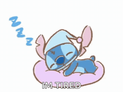 Stitch Sleeping On Pillow With Sleep Cap GIF
