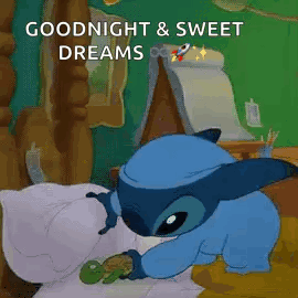 Stitch Sleeping With Turtle Says Goodnight GIF