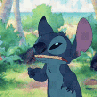 Stitch Standing In Field With Trees GIF