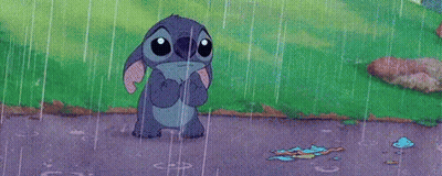 Stitch Standing In Rain Hands On Face GIF