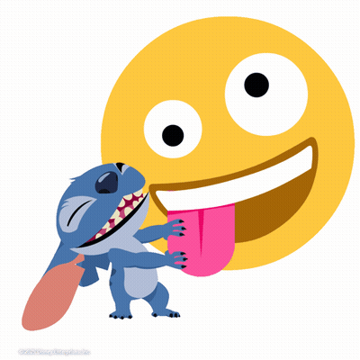 Stitch Sticking Tongue Next To Smiley GIF