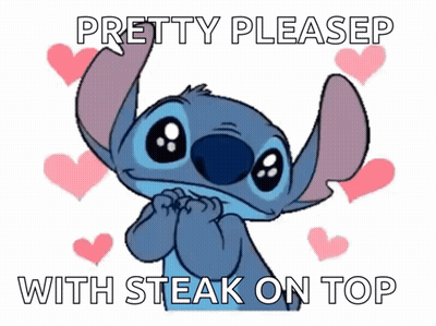 Stitch Surrounded By Hearts Pretty Please GIF