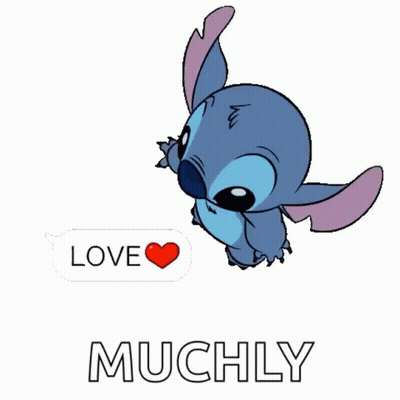 Stitch Surrounded By Love Speech Bubbles GIF