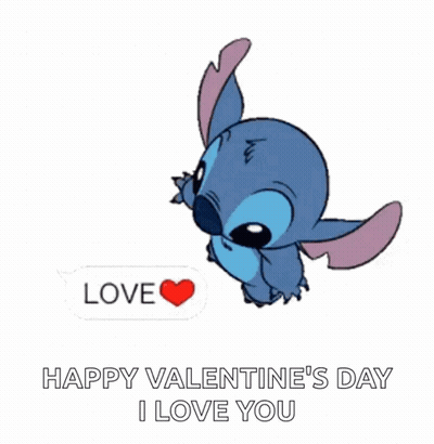 Stitch Surrounded By Love Speech Bubbles Valentine's Day GIF