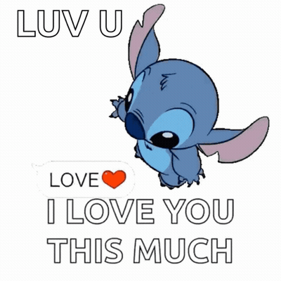 Stitch Surrounded Hearts Luv U I Love You GIF