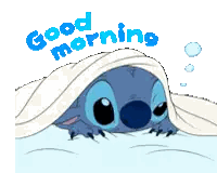 Stitch Under Blanket Good Morning Sticker