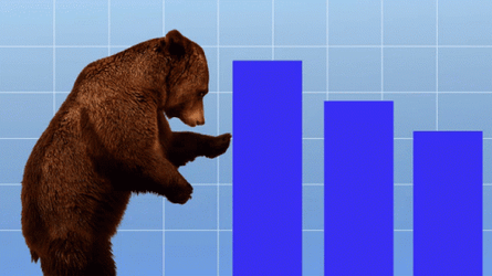 Stock Market Crash Bear Pushing Bar GIF