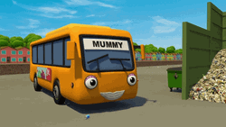 Stocked Yellow Short Bus GIF