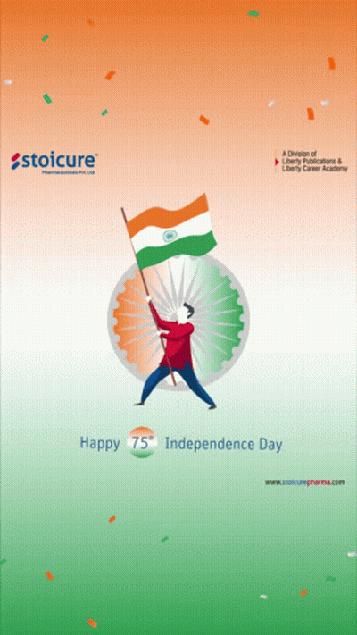 Stoicure Ad Man Holding Indian Flag GIF