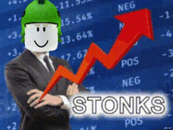 Stonks Human With Roblox Character Head GIF