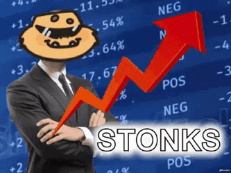 Stonks Human With SolSquatch Head GIF