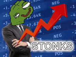 Stonks Man With Distorted Pepe Frog Head GIF
