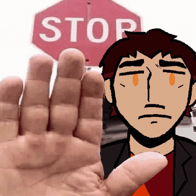 Stop Sign Behind Cartoon Character GIF