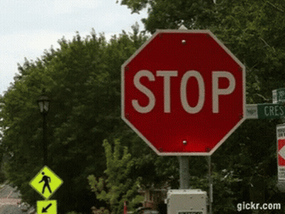 Stop Sign In Front Of Trees And Crosswalk Sign GIF