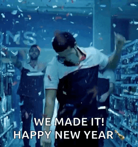 Store Dancing Man Says We Made It Happy New Year GIF