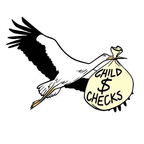 Stork Carrying Bag Of Child Checks Sticker