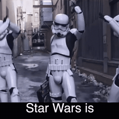 Storm Trooper Arms Raised In Alleyway Star Wars GIF