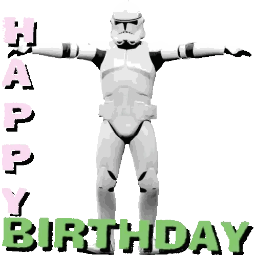 Storm Trooper Dancing Happy Birthday Sticker