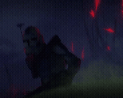 Storm Trooper Holding Light Saber in Dark