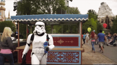 Storm Trooper Holding Water Bottle GIF