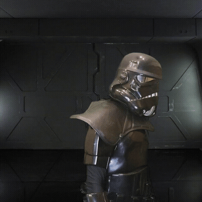 Storm Trooper Standing in Front of X Wall