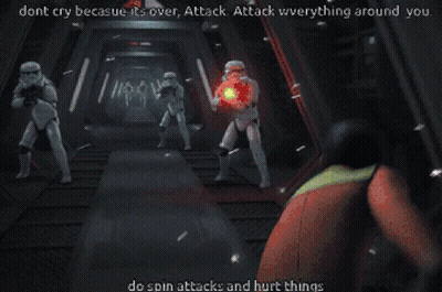 Stormtrooper Holding Green Lightsaber GIF