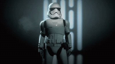 Stormtrooper Standing in Dark Room With Gun