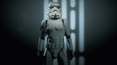 Stormtrooper Standing In Front Of Building GIF