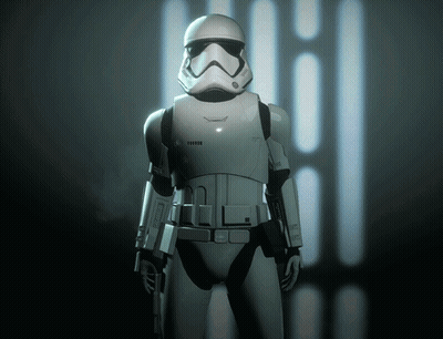 Stormtrooper Standing In Front Of Wall GIF