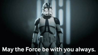 Stormtrooper With May The Force Be With You Sign GIF