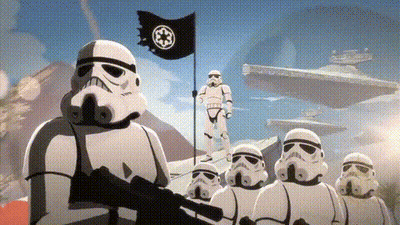 Stormtroopers In Front Of Star Destroyer GIF